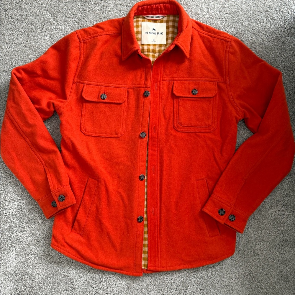 The Normal Brand Men's Vibrant Orange Shirt Jacket